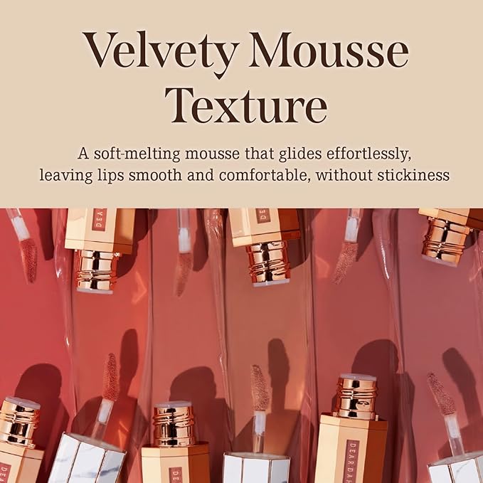 DEARDAHLIA Paradise Dream Velvet Lip Mousse (Ladybug) - Vegan Soft-Matte Lip Tint with Lightweight, Buildable, Long-Lasting Color, Whipped Mousse Texture. Cruelty-Free. 0.21 Fl oz