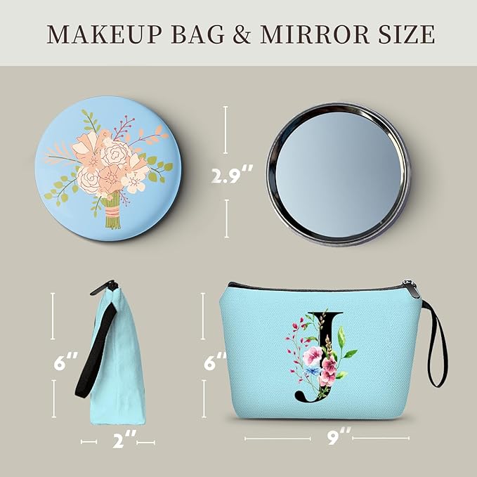 Birthday Inspirational Bridesmaid Proposal Team Small Gifts for Women Mom Aunt Teacher Sister Coworkers Makeup Cosmetic Bag Travel with Mirror Mothers Day Christmas Graduation J