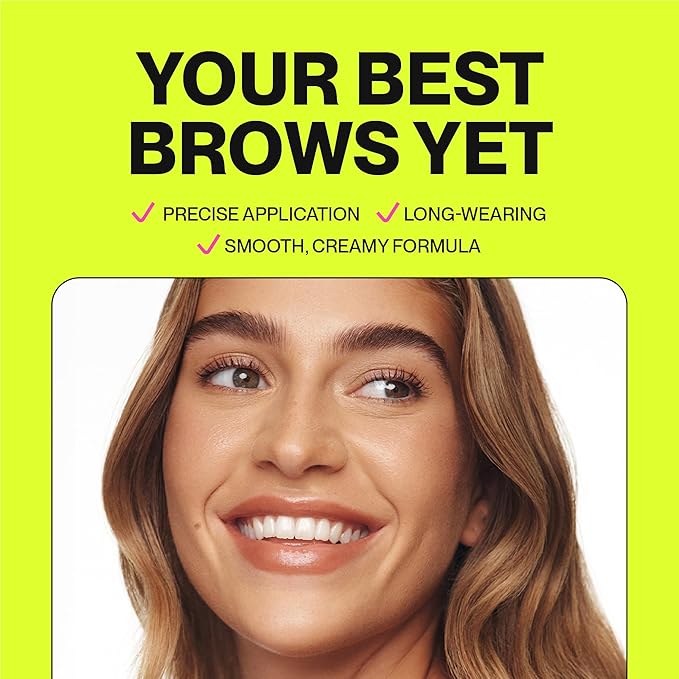 Brow Pencil - Fine Tip, Smooth & Creamy, Long Wearing, Water Resistant - Buildable Looks: Natural to Bold Eyebrows - Vegan & Cruelty Free Women's Beauty, Eyebrow Filler Makeup (Dark Brown)
