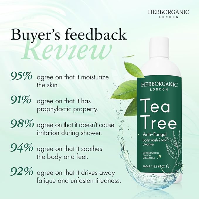 Tea Tree Body Wash - 400ml - Body Wash - Vegan, Odor and Foot Cleansing Shower Gel