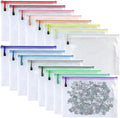 Oaimyy-16Pcs,4" x 6"-Plastic Mesh Zipper Pouch Document Folders Bag Zipper Zip File Folders for Puzzles Games,Board Game Organization,Organizing Classroom Office Storage-Multicolor