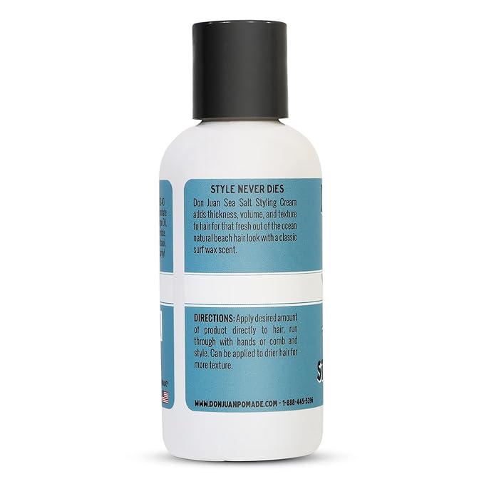 Don Juan Sea Salt Hair Styling Cream | Light Hold | Conditions and Adds Volume and Texture To Hair | Natural Ingredients | Surf Wax Scent, 4 fl oz