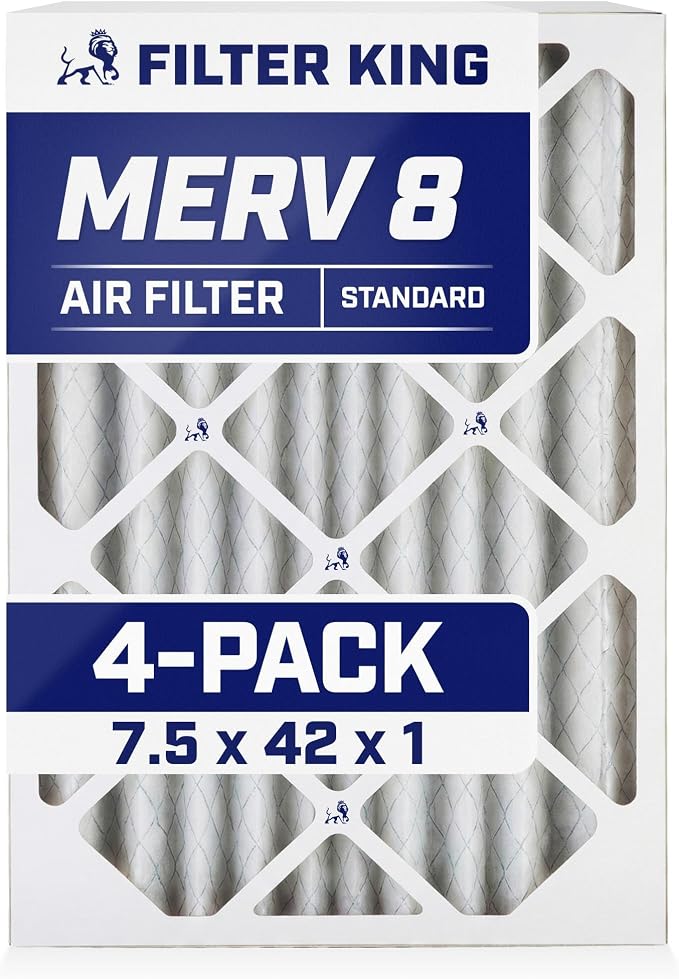 Filter King 7.5x42x1 Air Filter | 4-PACK | MERV 8 HVAC Pleated A/C Furnace by FilterKing