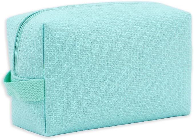 DYSHAYEN Waffle Makeup Pouch Bag, Small Travel Cosmetic Bag, Gifts for Women Bridesmaid,Wedding,Christmas (Mint)