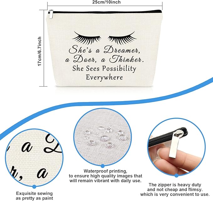 Inspirational Gifts for Coworker Women Makeup Bag Boss Leader Boss's Day Gifts Motivational Gift for Her Wife Daughter Sister Aunt Best Friend Cosmetic Bag Graduation Christmas Gift Travel Pouch