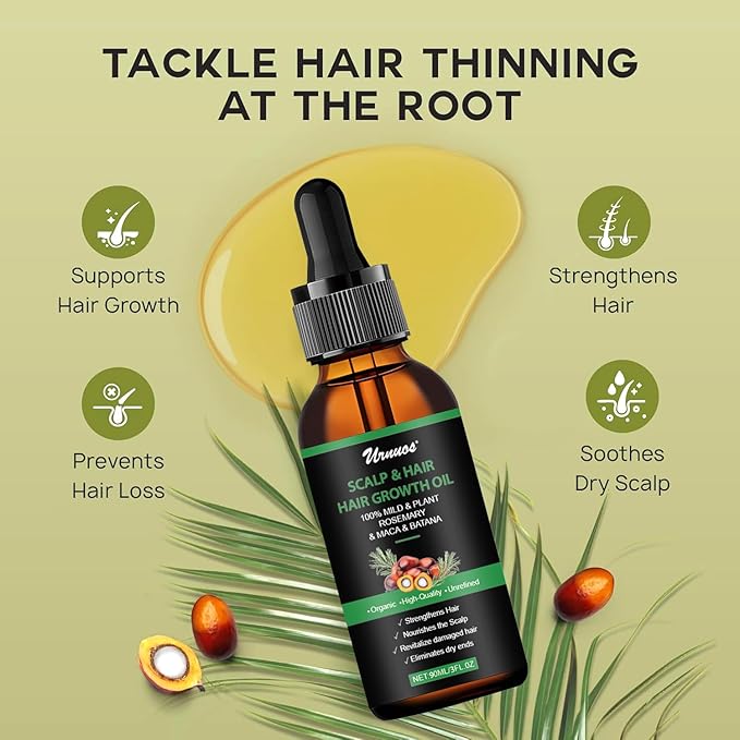 Rosemary Batana Oil，Organic Hair Growth，Promotes Hair Thickness, Nourish Scalp and Hair for All Hair Tapes (1 Fl Oz)