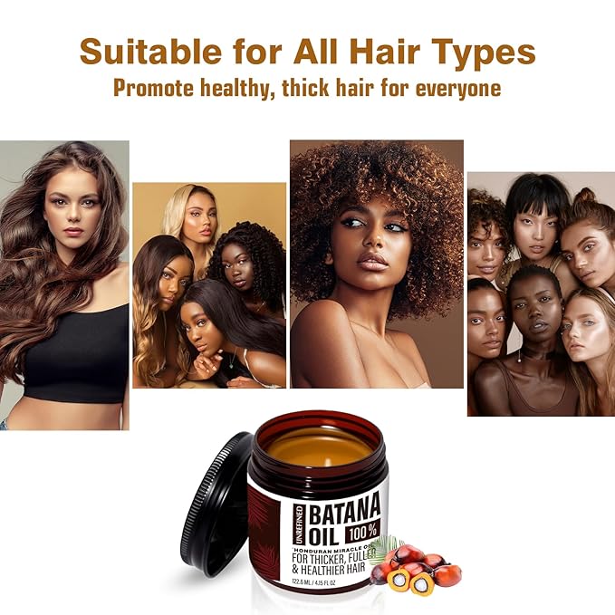 Organic Batana Oil for Hair Growth & Repair | 100% Pure, Unrefined Hair Treatment | Strengthens, Moisturizes, Reduces Hair Fall | 4.15 oz