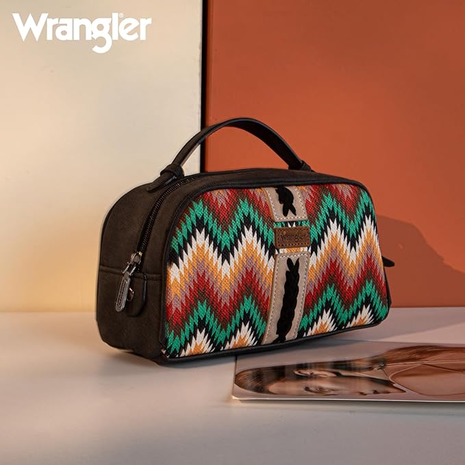 Montana West Wrangler Makeup Bag for Women Small Cosmetic Toiletry Bags Western Make Up Pouch Durable Cute Travel Purse,Black