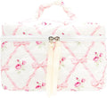PAZIMIIK Quilted Makeup Bag Large Travel Zipper Soft Cosmetic Case for Women Girls Make Up,Bow Rose
