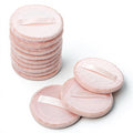 Xindojuz 12 PCS Makeup Powder Puff, 2.36 Inch Washable Cotton Soft Makeup Remover Pads for Face, Mini Round Cushion Foundation Puffs with Ribbon for Loose Setting Pressed Powder (Beige)