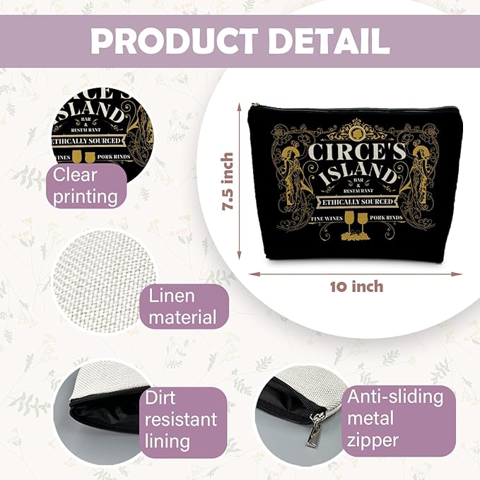 Funny Greek Mythology Circe's Island Makeup Bag, Greek Mythology Gifts, Literature Gifts, Dark Academia Cosmetic Bag Toiletry Bag for Women