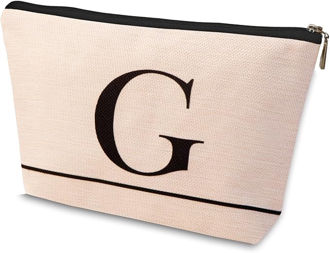 Letter A-Z Initial Personalized Makeup Bags, Birthday Gifts for Women, Monogrammed Gifts for Women Mom Sister Best Friend Bride Bridesmaid, Mothers Day, Christmas, Small Travel Cosmetic Bag (G)