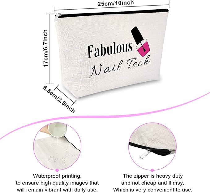 Nail Artist Appreciation Gift Makeup Bag Nail Technician Gift for Women Graduation Presents Cosmetic Bag Retirement Birthday Presents for Her Women Christmas Thanksgiving Keepsake Travel Pouch