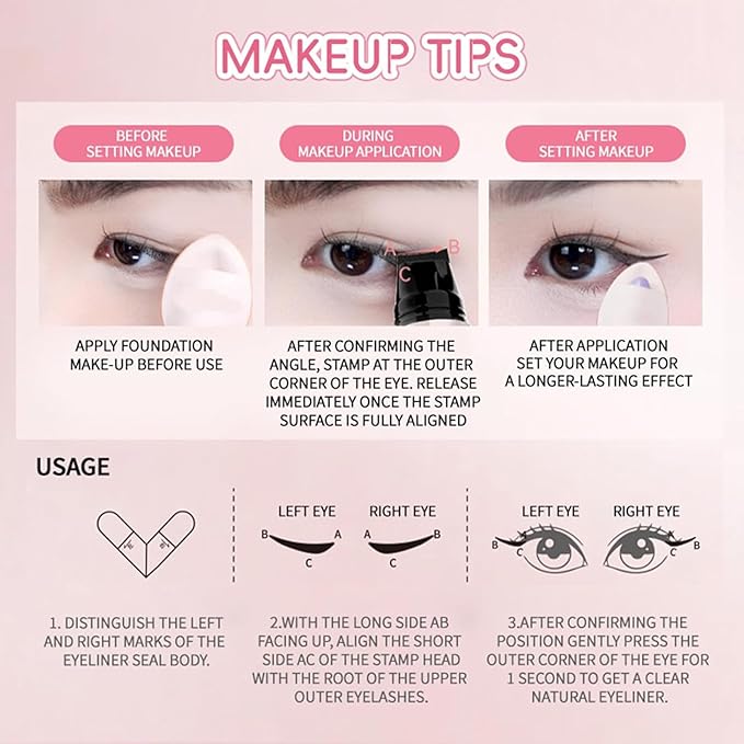 Foldable Eyeliner Stamp,Winged Eyeliner Stamp,Gel Eye liner Pencil Set for Perfect Wings,Smudge Proof & Waterpoof Eye Liner,Easy Eye Stencil Makeup Tool (2PCS-Brown)