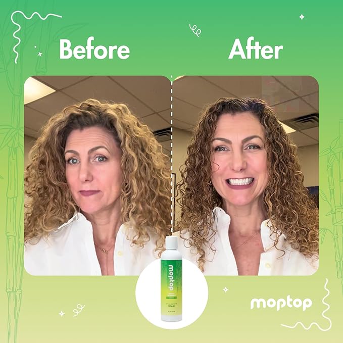 MopTop Gentle Shampoo – Every Day Curly Hair Sulfate Free Shampoo, Improves Moisture & Reduces Frizz, Paraben Free Natural Hair Products for Straight, Wavy, Curly, Coily Texture (Bamboo, 2pk)