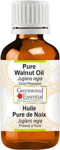Greenwood Essential Walnut Oil (Juglans regia) | Cold Pressed | Natural | Undiluted | For Diluting Essential Oils | For Skin & Massage | Men & Women | 50ml (1.69 oz)
