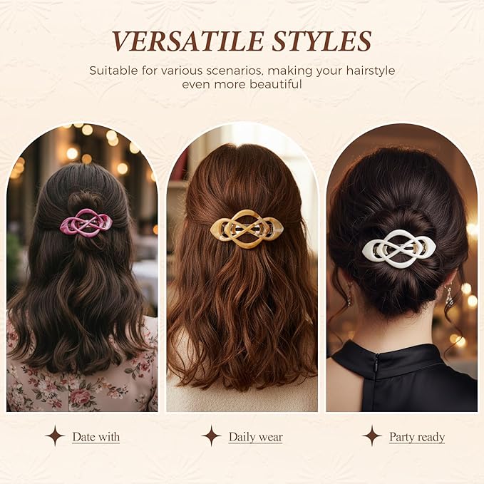 Vintage French Barrette Hair Clips, Hair Barrettes Hair Accessories for Women Girls, Elegant Retro Non Slip Clip with Classic Design Thick to Thin, Stylish Accessories Hair (Gradient Color, 4PCS)