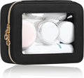Clear Makeup Bags Case with Zipper, Heavy Duty Travel Cosmetic Case Toiletry Bag for Traveling, Tsa Approved Transparent Make Up Storage Bags, Portable Car Organizer Bag (Black,M)