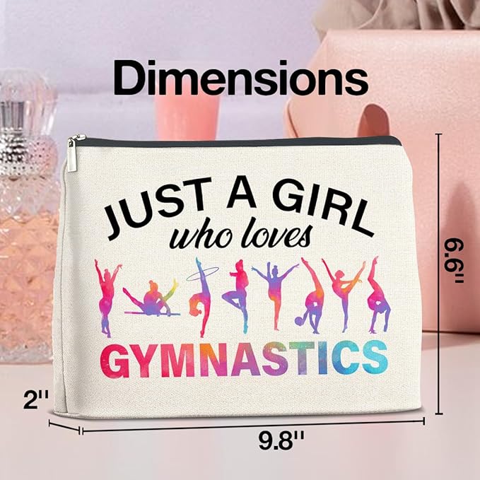 Gymnastics Gifts Makeup Bag Gymnastics Gifts for Women Cheerleader Gymnast Cosmetic Bag Just a Girl Who Loves Gymnastics Zipper Makeup Pouch Gift