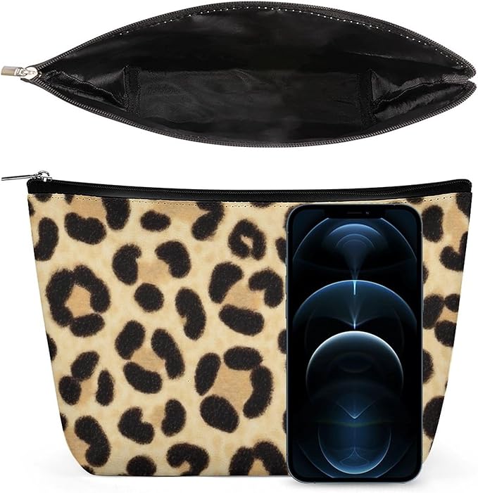 Travel Cosmetic Bag, Large Makeup Case, Toiletry Bag, Personality Fashion Zipper Cosmetic Case Wild Animal Leopard Print