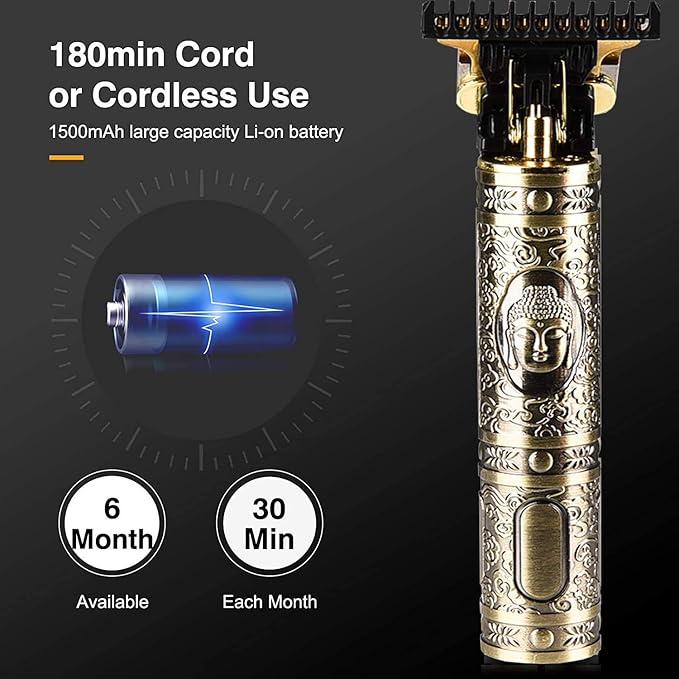 Unisex Hair Trimmer Kit - Cordless, Rechargeable, Waterproof, with Guide Combs for Men