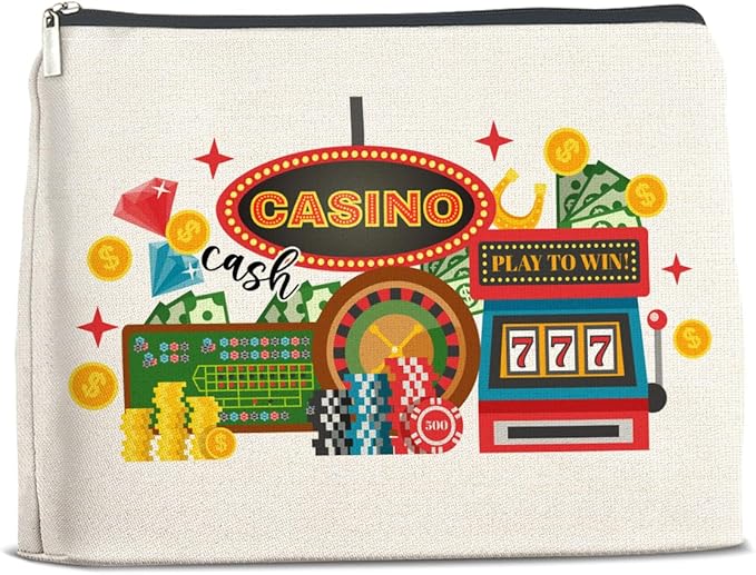Casino Gifts Makeup Bag Vegas Casino Gifts for Women Friends Traveler Cosmetic Bag Zipper Makeup Pouch Gift
