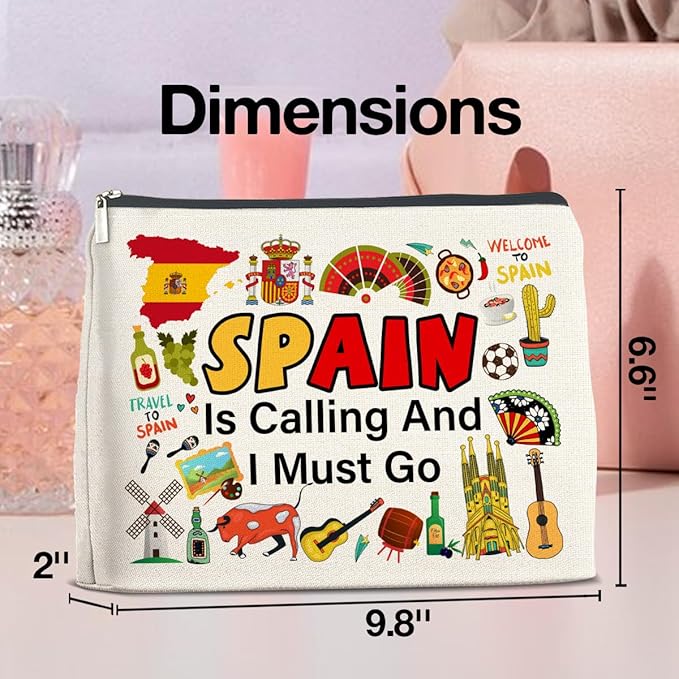 Spain Travel Gifts Makeup Bag - Spain Lover Cosmetic Bag Zipper Pouch