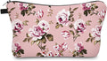 Cute Travel Makeup Bag Cosmetic Bag Small Pouch Gift for Women (Flowers Blush Pink)