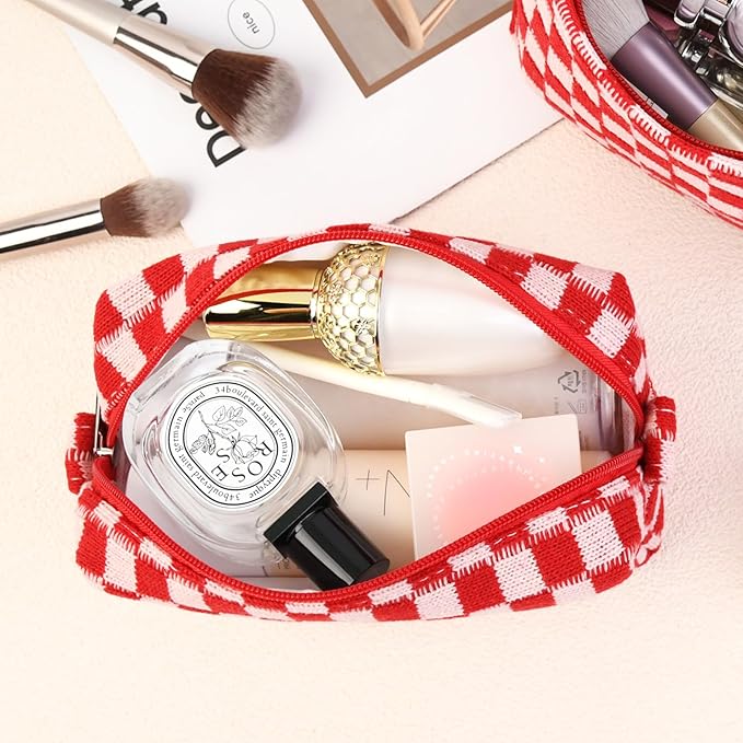 SOIDRAM Makeup Bag Preppy Cosmetic Bag Bulk Makeup Pouch Personalize Travel Toiletry Bag Organizer Cute DIY Makeup Brushes Storage Bag for Women