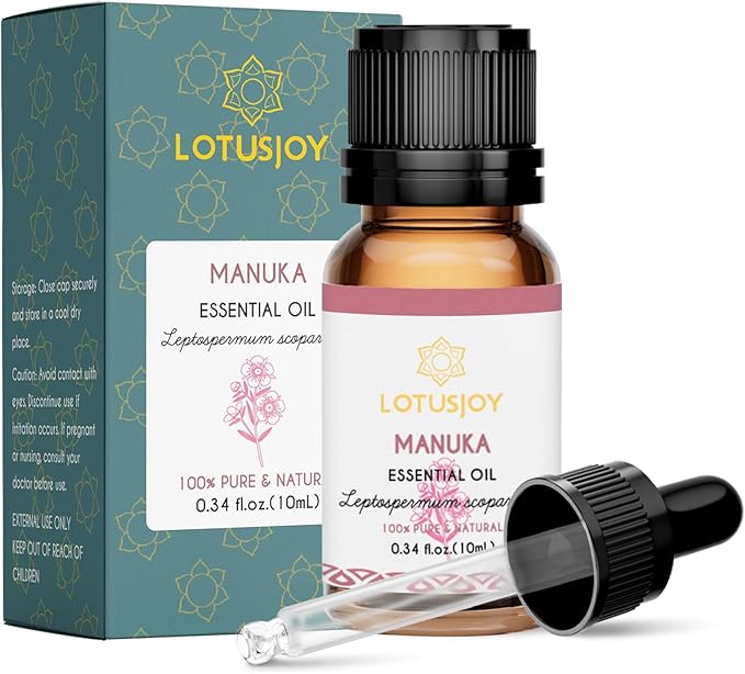 100% Pure Manuka Essential Oil 0.34 Fl Oz, Therapeutic Grade Manuka Oil in Amber Glass Bottle with Dropper for Diffuser Massage Skin Care