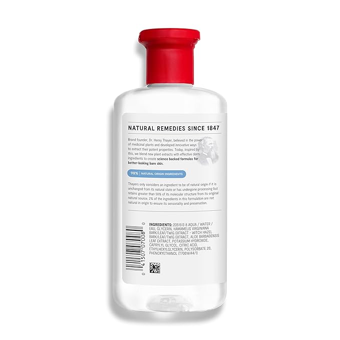 THAYERS Alcohol-Free, Hydrating, Unscented Witch Hazel Facial Toner with Aloe Vera Formula, Vegan, Dermatologist Tested and Recommended, 12 Oz (Packaging May Vary)