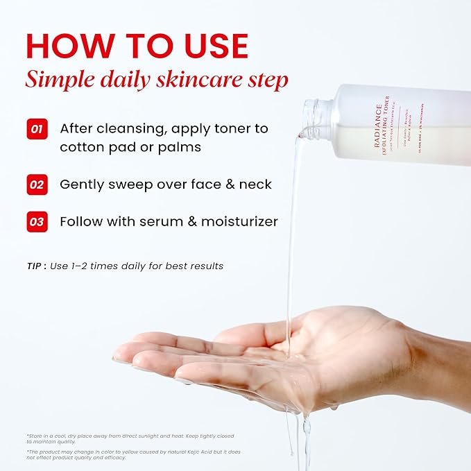 Koji White Exfoliating Toner for Face with 5% PHA BHA Toner, 2% Niacinamide, Kojic Acid & Hyaluronic Acid | Hydrating & Soothing Facial Toner | Unscented, Sensitive, Vegan, 150ml (5.07 Fl Oz)