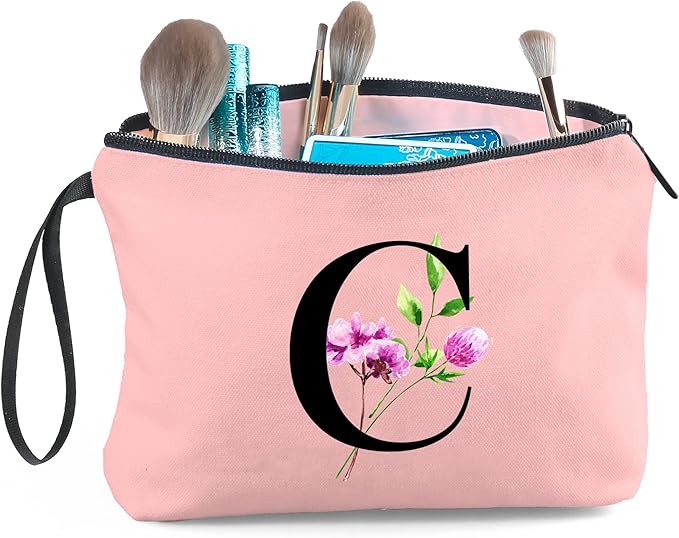 Birthday Thank You Appreciation Monogrammed Gifts for Mom Aunt Teacher Sister Friend Coworkers Bride Bridesmaid Makeup Cosmetic Bag with Mirror Mothers Day Christmas Graduation C