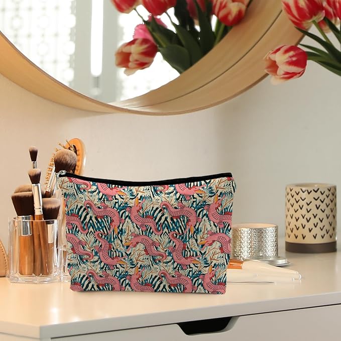Pink Gator Makeup Bag - Alligator Gifts for Women, Cosmetic Bags & Toiletry Bags