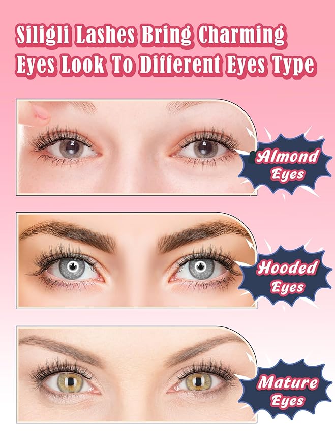 Eyelashes Natural Cat Eye Lashes 15mm Wispy Eyelashes Flared Fluffy Strip Lashes 0.1MM Thin Band False Eyelashes C Curl Lashes Siligli Eye Lashes Pack 7 Pair