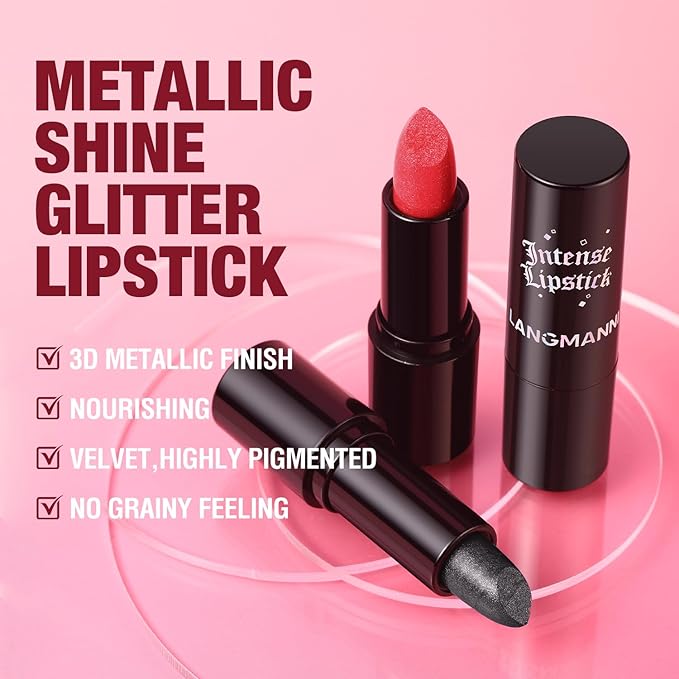 Jolilab Sparkling Lip Gloss, Long Lasting Waterproof Moisturizer Lip Balm Glitter Shimmer Metallic, Diamond Shiny Bold Glow Goth Lipstick for Women Girls, Non-sticky (1, 02#)