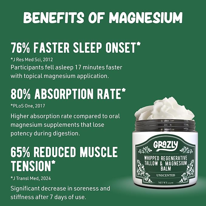 Whipped Beef Tallow for Skin w/Dead Sea Magnesium, Manuka Honey & Jojoba Oil - Grass Fed Beef Tallow Balm - Body & Face Moisturizer for Dry, Sensitive Skin - Unscented - 2.5oz