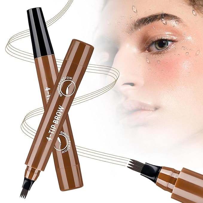 Microblading Eyebrow Pencils for Women,2026 Upgraded 3D Waterproof Eyebrow Pen,Long Lasting 4-Tip Brow Pencil, Eye Brow Pen for Natural Brows (Dark Brown)