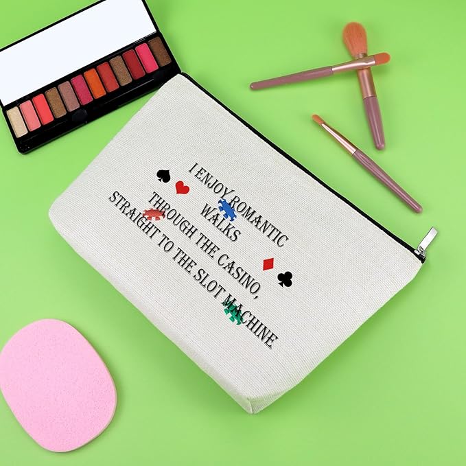 Funny Gambling Gifts Makeup Bag Casino Lover Gift Gambler Presents Lucky Casino Cosmetic Bag Friendship Presents for Best Friend Sister Coworker Gambler Lover Christmas Birthday Travel Cosmetic Pouch