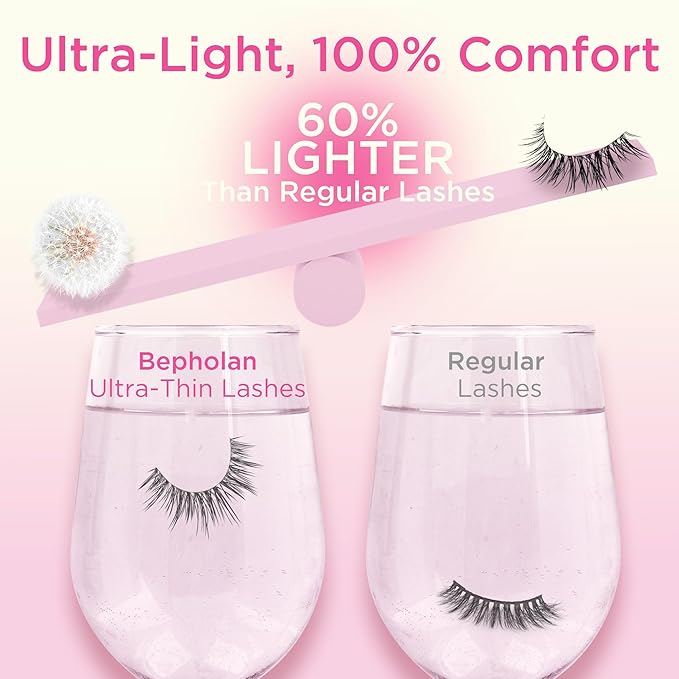 BEPHOLAN Ultra-thin False Eyelashes 10 Pairs Eyelash Pack False Lashes Natural look Lash Strips Lightweight Lashes with Soft Clear Band(CCS115)