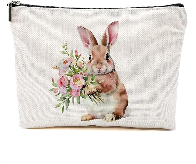 Cute Bunny Makeup Bag Bunny Gifts Cosmetic Bag Bunnies Themed Gifts for Women Girls Friend Daughter Rabbit Lovers Gifts Travel Organizer Zipper Pouch Christmas Birthday Friendship Easter Gifts
