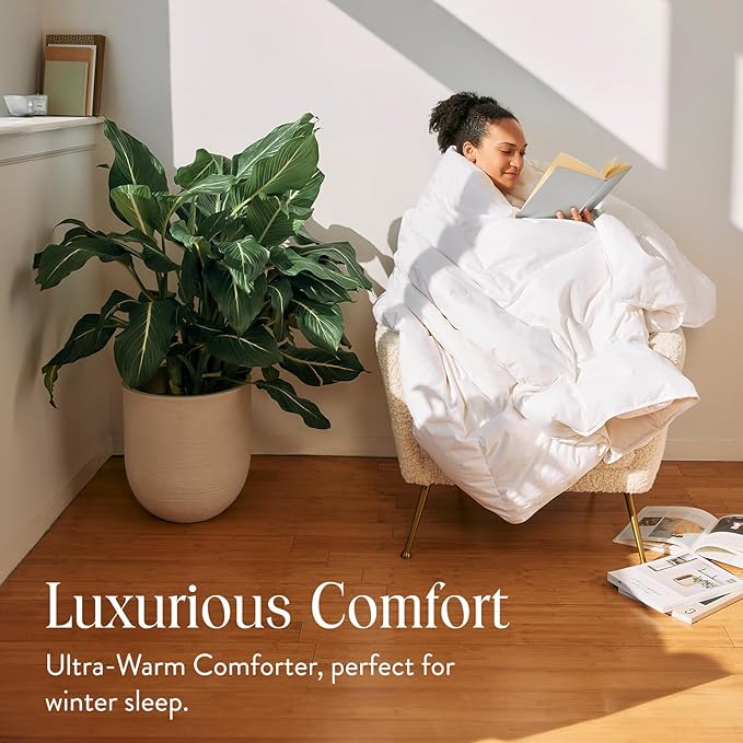 Brooklinen Ultra Warm Luxury Down Comforter, 100% Natural Canadian Duck Down Duvet Insert - 750 Fill Power, Baffle Box Construction, 100% Cotton Shell, King/Cali King Size Comforter