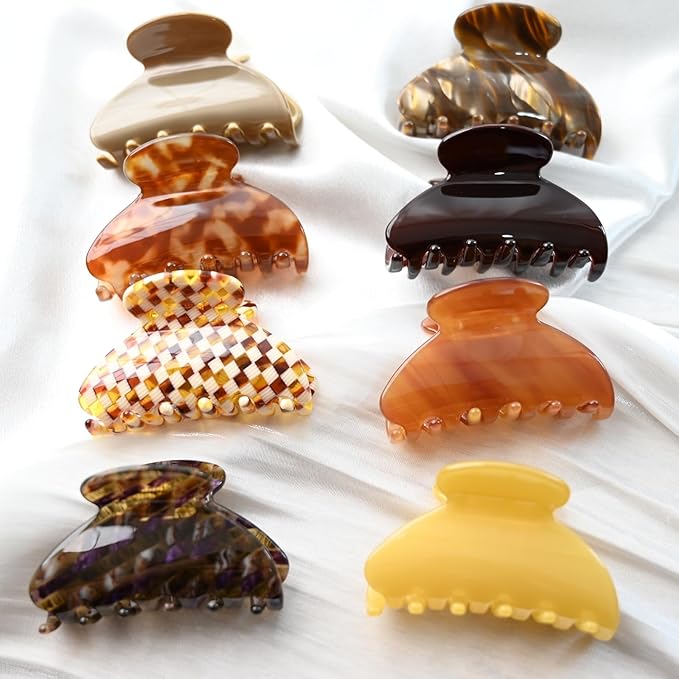 Handmade Celluloid Acetate French Design Barrettes Tortoise Shell Claws Hair Claw Luxury Fashion Accessories Hair Clip for Women (brown purple)
