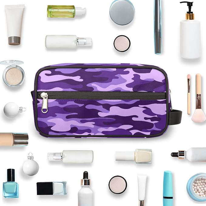 Pardick Travel Toiletry Bag for Women Men Purple Camouflage Camo Organizer Cosmetic Makeup Bag Lightweight Waterproof Shaving Bag Dopp Kit Large Capacity for Toiletries and Shaving Accessories