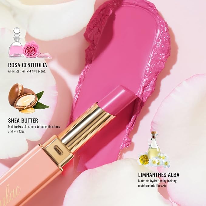 Oulac Moisture Mauve Pink Lip Gloss - 2 in 1 Shimmer Lipstick & Lip Balm, Long Lasting Hydrating, Juicy & Glossy finish, Smooth for Dry, Cracked and Chapped Lips, Vegan 2.2g/0.07oz (S04)