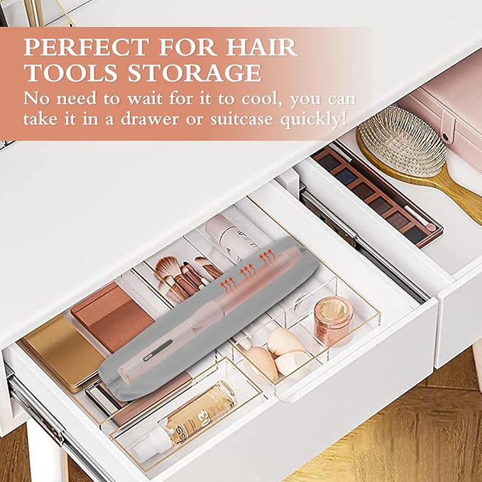 Professional Hot Hair Tools Organizer Bag Portable Travel Heat Resistant Storage Case Pouch for Curling Irons, Flat Irons, Hair Straightener and Styling Tools(17.7" x 3.2"x 3.2")