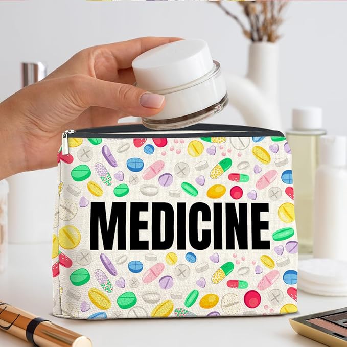 Medicine Cosmetic Bag Gifts for Women Friends Doctor Nurse Healthcare Professionals Colorful Medical Makeup Bag Zipper Pouch