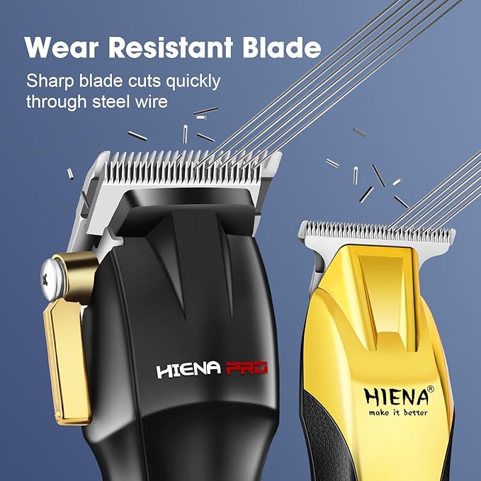 HIENA PRO Professional Barber Kit Hair Clippers Set for Men, Hair Cutting Set, Rechargeable Cordless Clippers and Trimmers Set, Hair Cutting Kit with LED Display, USB Charging, Gifts for Men