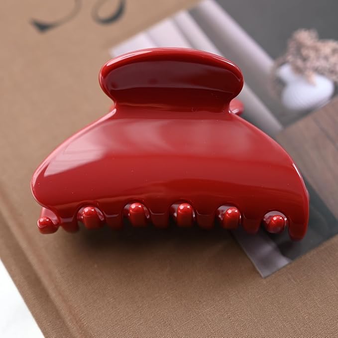 Handmade Celluloid Acetate French Design Barrettes Tortoise Shell Claws Hair Claw Luxury Fashion Accessories Hair Clip for Women (burgundyred)