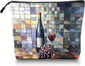Cosmetic Bags Travel Makeup Toilet Case Waterproof Pouch for Women Girls 6.7X9.45inches - The Elegant Allure of A Wine - Themed Still - Life